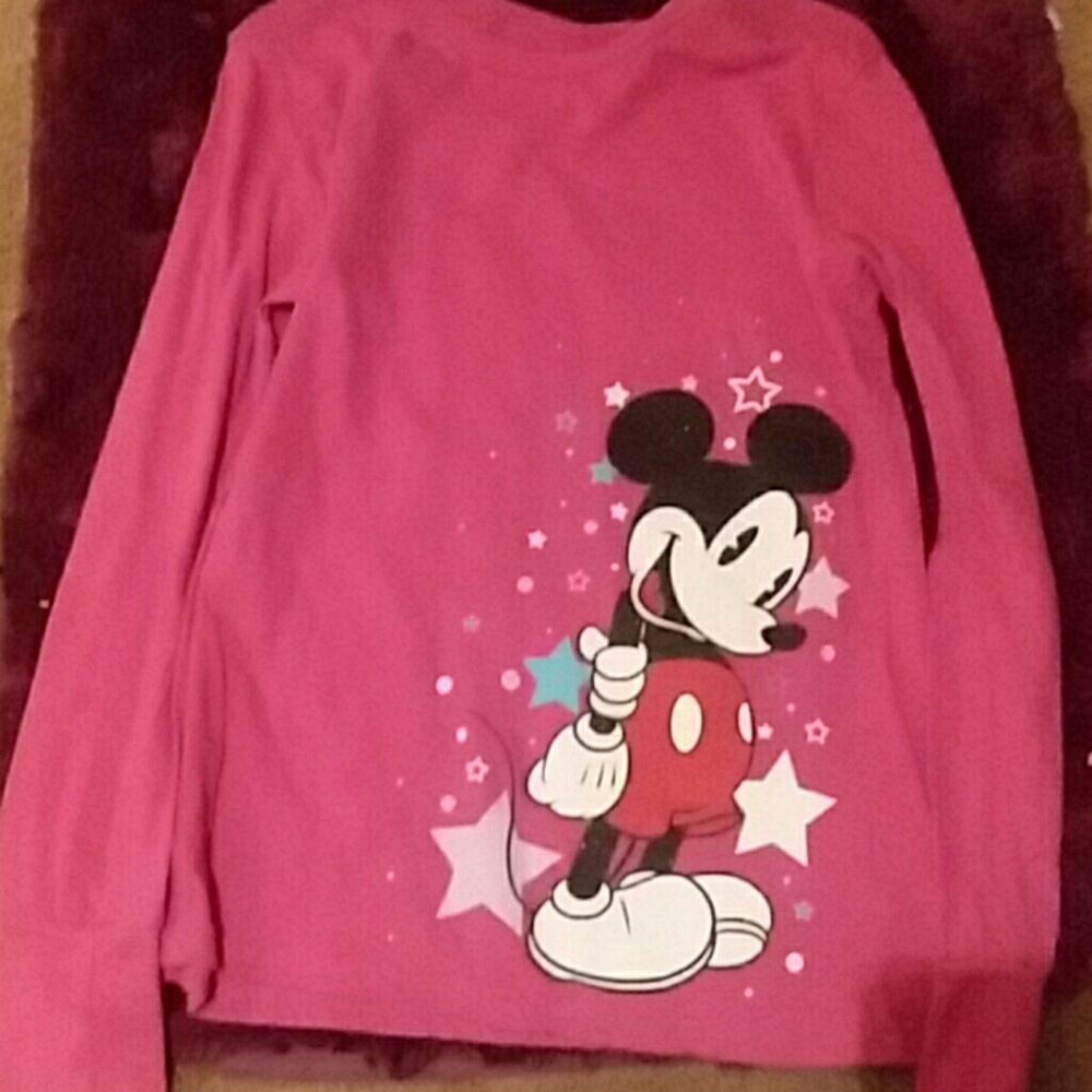 Pink long-sleeved Mickey Mouse shirt
